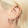 Fashion Geometric Drop Shape Zircon Earrings For Women With Silver Needle Copper Electroplated Colored Stone Design
