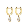 Fashion Geometric Drop Shape Zircon Earrings For Women With Silver Needle Copper Electroplated Colored Stone Design