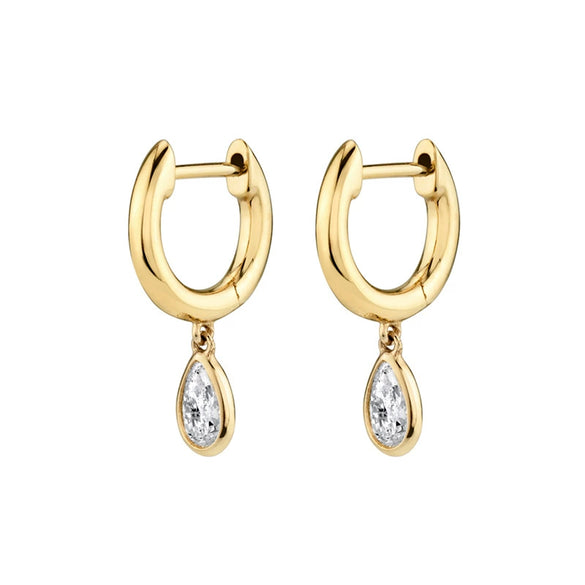 Fashion Geometric Drop Shape Zircon Earrings For Women With Silver Needle Copper Electroplated Colored Stone Design