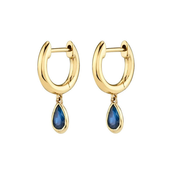 Fashion Geometric Drop Shape Zircon Earrings For Women With Silver Needle Copper Electroplated Colored Stone Design