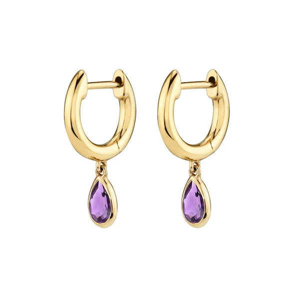 Fashion Geometric Drop Shape Zircon Earrings For Women With Silver Needle Copper Electroplated Colored Stone Design