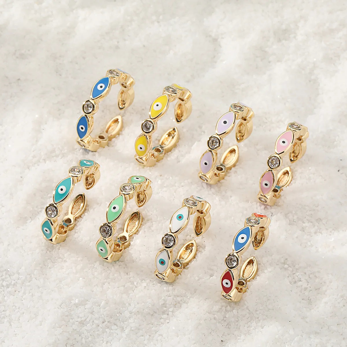 Fashion Geometric Eye Copper Open Ring Plating Zircon Copper Rings