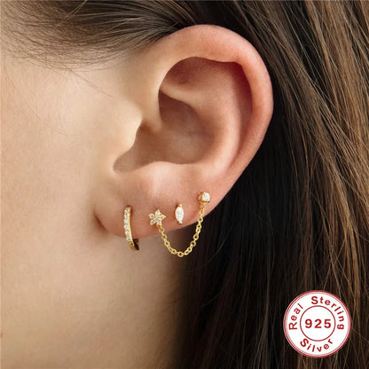 Fashion Geometric Flower Sterling Silver Ear Studs 1 Set