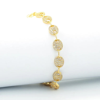 Fashion Geometric Full Diamond Zircon Copper Bracelet Sets