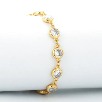 Fashion Geometric Full Diamond Zircon Copper Bracelet Sets