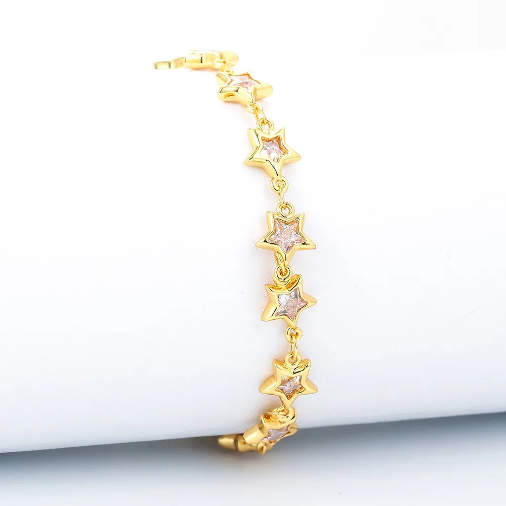 Fashion Geometric Full Diamond Zircon Copper Bracelet Sets