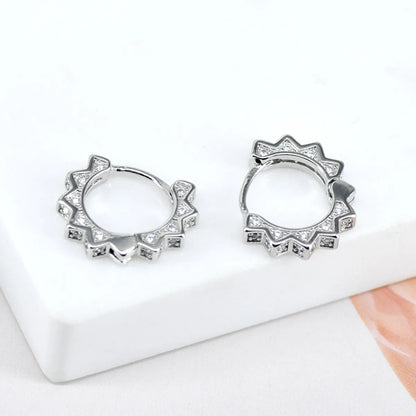 Fashion Geometric Gear Diamond Punk Metal Stud Earrings Women