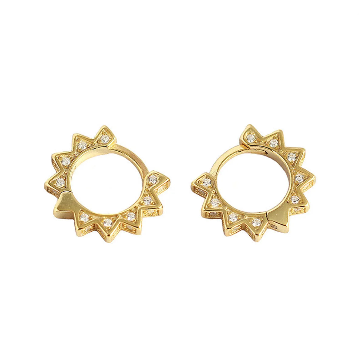 Fashion Geometric Gear Diamond Punk Metal Stud Earrings Women