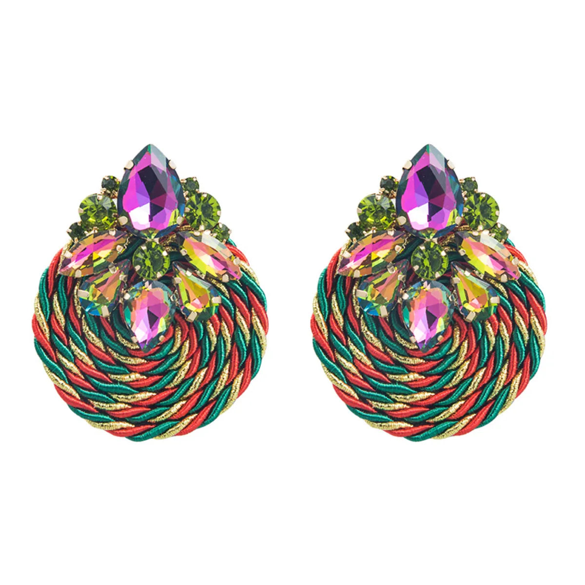 Fashion Geometric Glass Diamond Braided Earrings