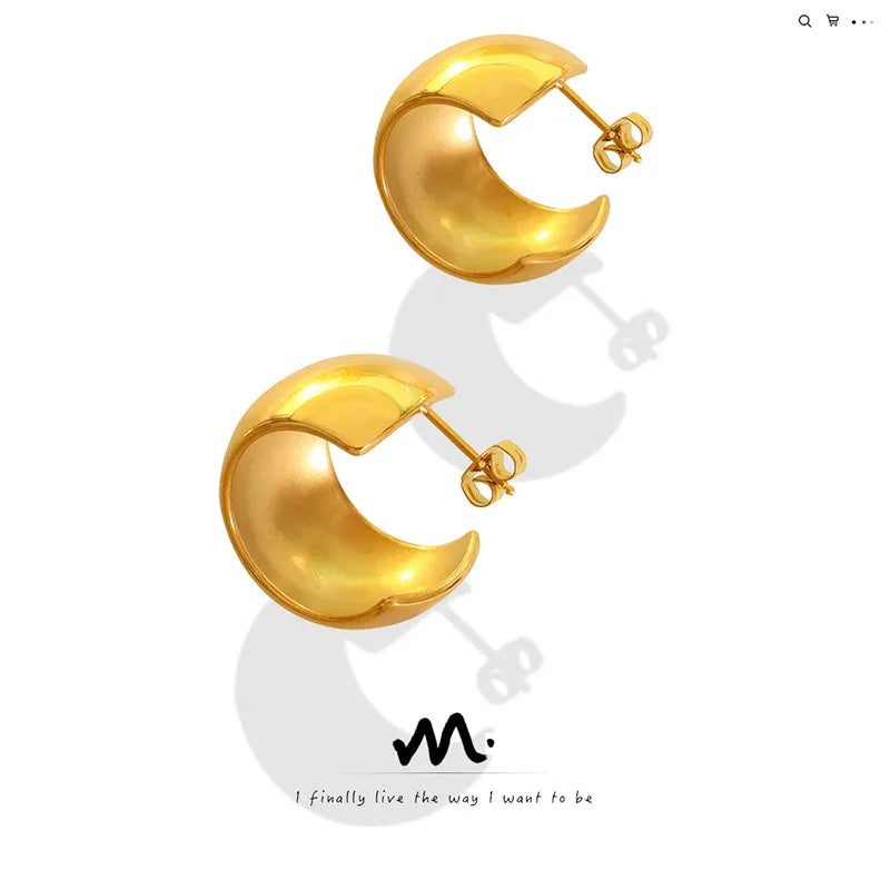 Fashion Geometric Plating 304 Stainless Steel No Inlaid 18K Gold Plated Earrings