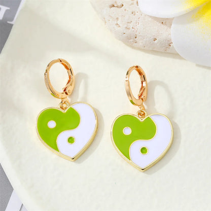 Fashion Geometric Heart Circle Shaped Moon Pattern Drop Earrings Wholesale