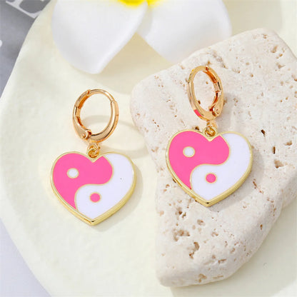 Fashion Geometric Heart Circle Shaped Moon Pattern Drop Earrings Wholesale