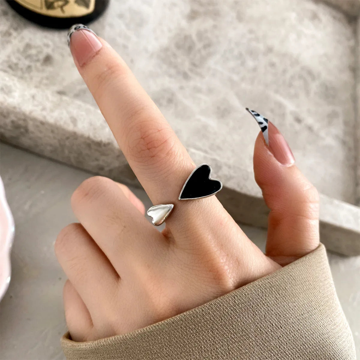 Fashion Geometric Heart Shape Alloy Plating Open Ring