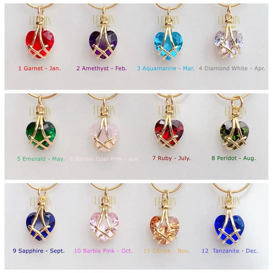 Fashion Geometric Heart Shape Alloy Plating Rhinestones Birthstone Unisex Pendant Necklace