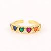 Fashion Geometric Heart Shape Flower Copper Open Ring Inlaid Zircon Copper Rings