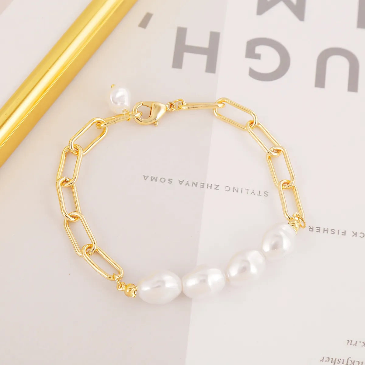 Fashion Geometric Heart Shape Imitation Pearl Alloy Plating Women's Bracelets