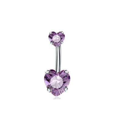 Fashion Geometric Heart Shape Stainless Steel Inlaid Zircon Zircon Belly Ring 1 Piece