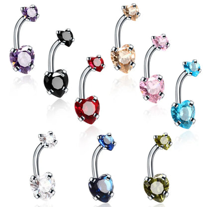 Fashion Geometric Heart Shape Stainless Steel Inlaid Zircon Zircon Belly Ring 1 Piece