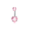 Fashion Geometric Heart Shape Stainless Steel Inlaid Zircon Zircon Belly Ring 1 Piece