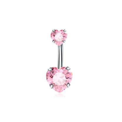 Fashion Geometric Heart Shape Stainless Steel Inlaid Zircon Zircon Belly Ring 1 Piece