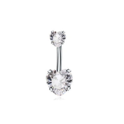 Fashion Geometric Heart Shape Stainless Steel Inlaid Zircon Zircon Belly Ring 1 Piece