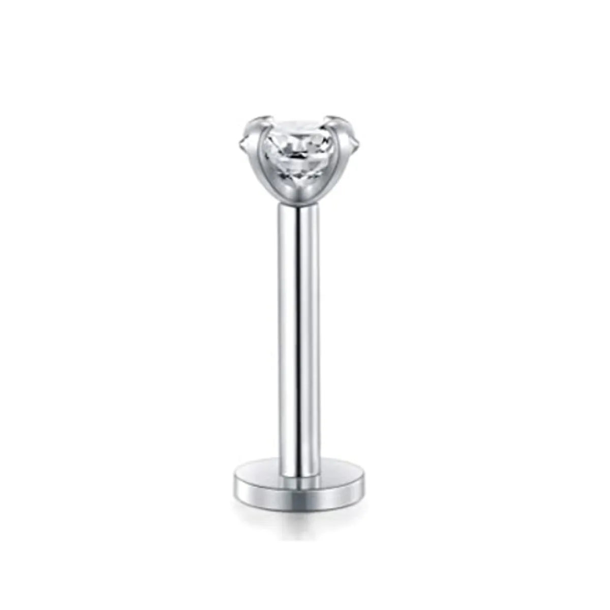 Fashion Geometric Heart Shape Stainless Steel Inlaid Zircon Zircon Lip Stud 1 Piece