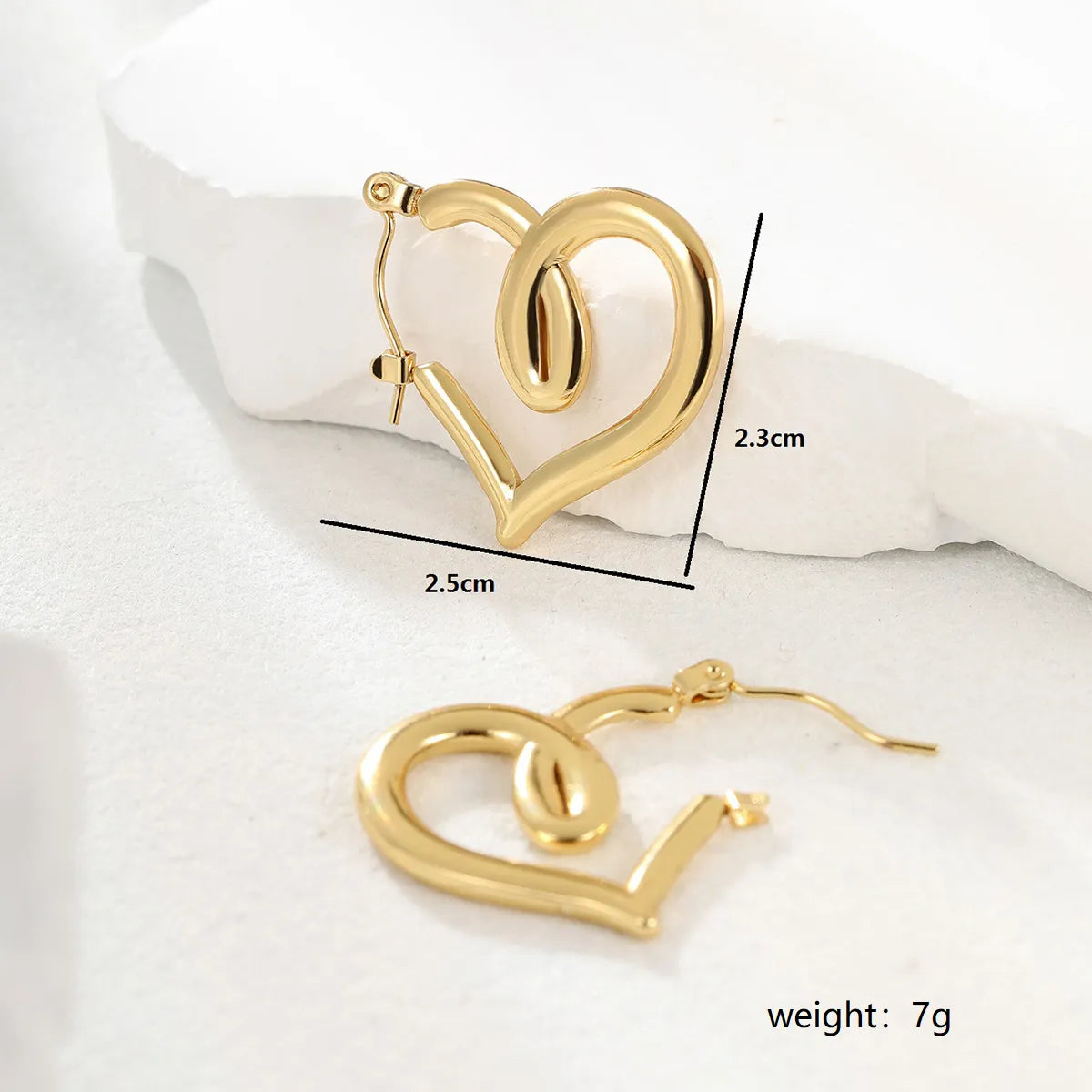 1 Pair Fashion Geometric Heart Shape Plating Stainless Steel 18k Gold Plated Earrings