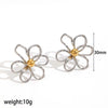 Fashion Geometric Hollow Line Flower Stainless Steel And Titanium Steel Earrings With Electroplating For Women