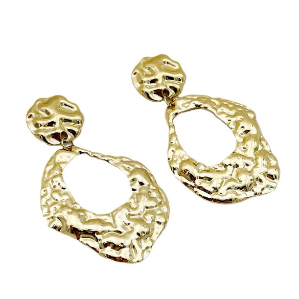 Fashion Geometric Hollow Stainless Steel Goldplated Flower Earrings