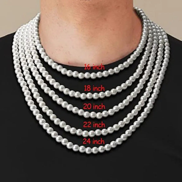 Fashion Geometric Imitation Pearl Beaded Men'S Necklace