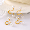 Fashion Geometric Imitation Pearl Earrings Titanium Steel 18K Gold Plated