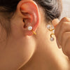 Fashion Geometric Imitation Pearl Earrings Titanium Steel 18K Gold Plated