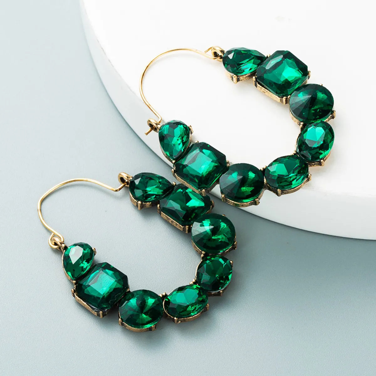 Fashion Geometric Inlaid Color Rhinestone Hollow Earrings Wholesale Nihaojewelry