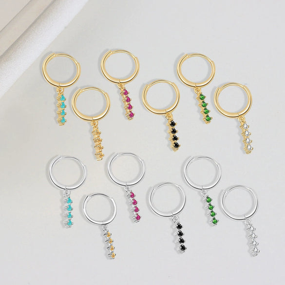 Fashion Geometric Inlaid Diamond Style S925 Sterling Silver Circle Earrings For Women With Modern Minimalist Design
