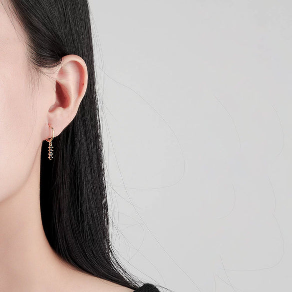 Fashion Geometric Inlaid Diamond Style S925 Sterling Silver Circle Earrings For Women With Modern Minimalist Design