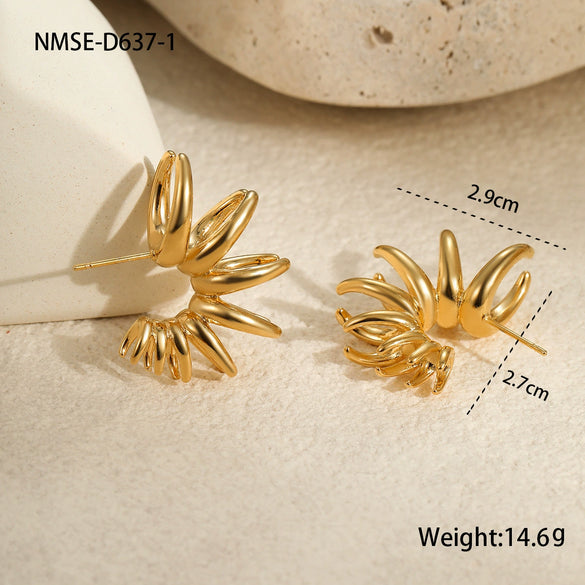 Fashion Geometric Irregular Lines Stainless Steel Electroplated Women's Earrings