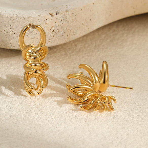 Fashion Geometric Irregular Lines Stainless Steel Electroplated Women's Earrings