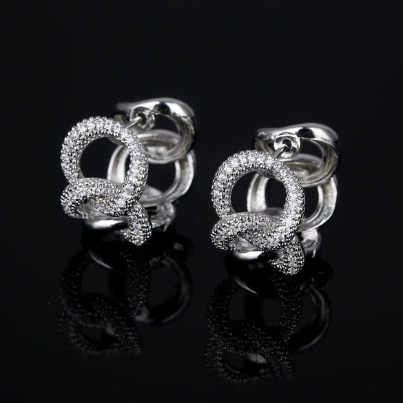 Fashion Geometric Irregular Zircon Twist Earrings Environmental Copper Trendy Ear Buckle Jewelry For Women