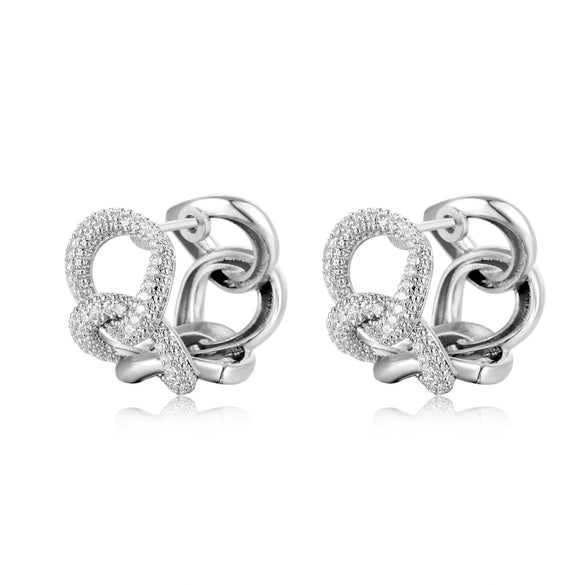 Fashion Geometric Irregular Zircon Twist Earrings Environmental Copper Trendy Ear Buckle Jewelry For Women