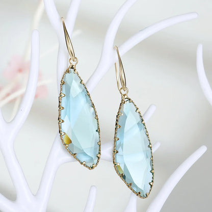 Fashion Geometric Long Water Drop Crystal Earrings