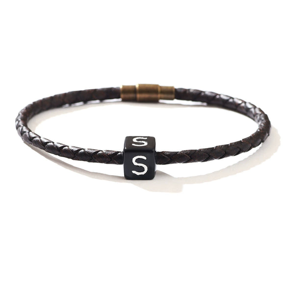 Fashion Geometric Magnet Woven Bracelet Pu Material For Men And Women