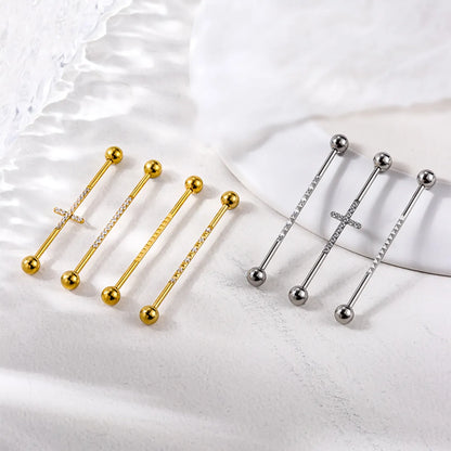 Fashion Geometric Metal Inlaid Zircon Ear Studs 1 Piece