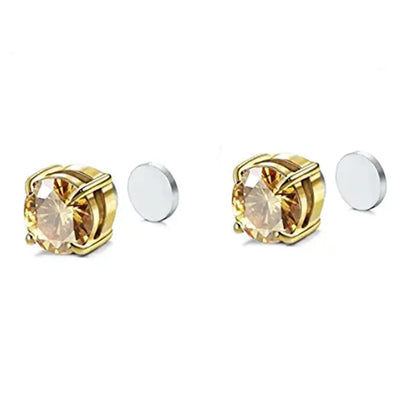 Fashion Geometric Metal Inlay Rhinestones Unisex Ear Studs