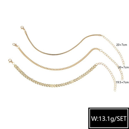 Fashion Geometric Metal Plating Anklet 3 Piece Set