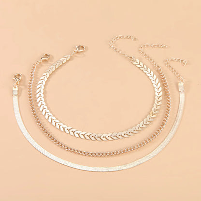 Fashion Geometric Metal Plating Anklet 3 Piece Set