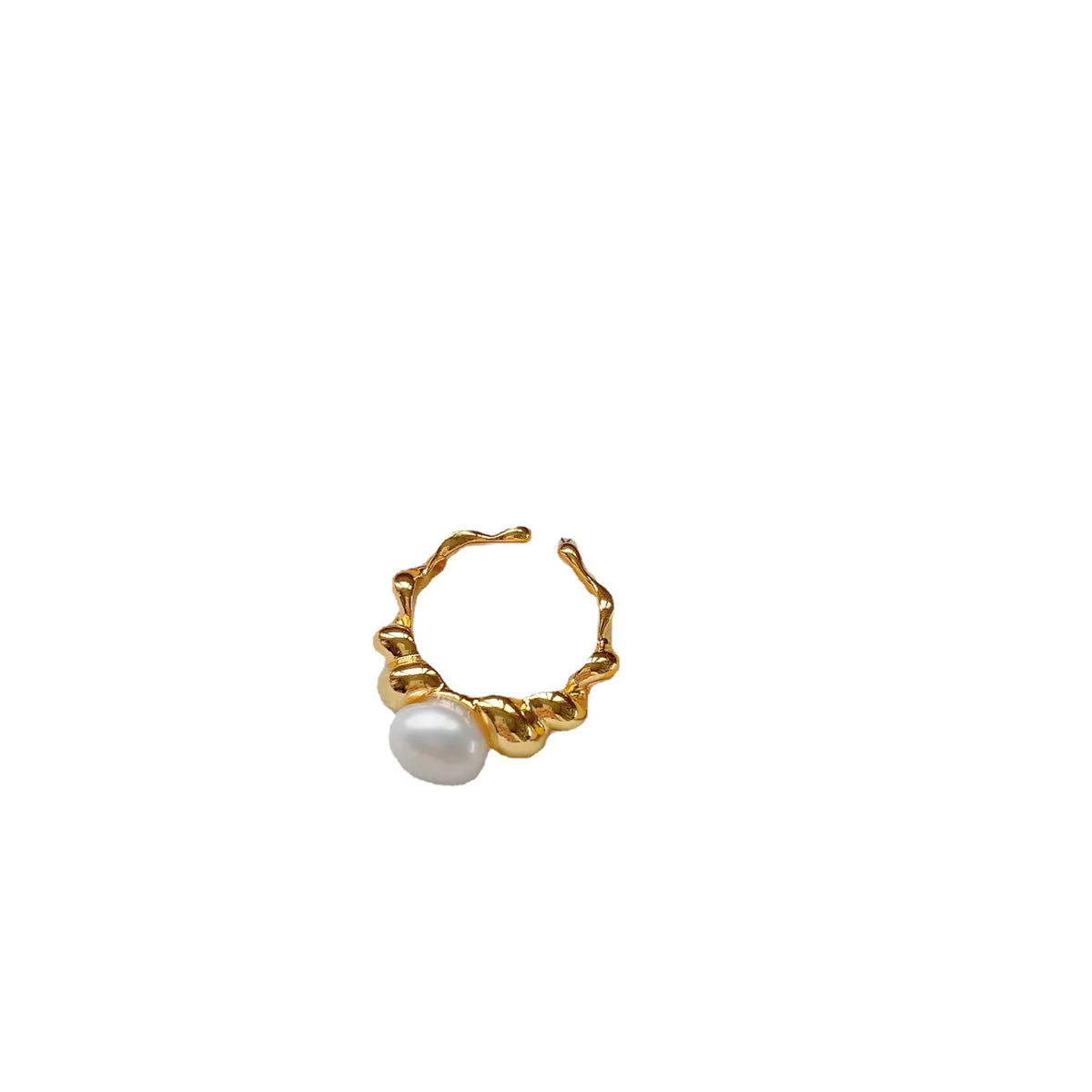 Fashion Geometric Metal Plating Artificial Pearls 18k Gold Plated Women's Open Ring