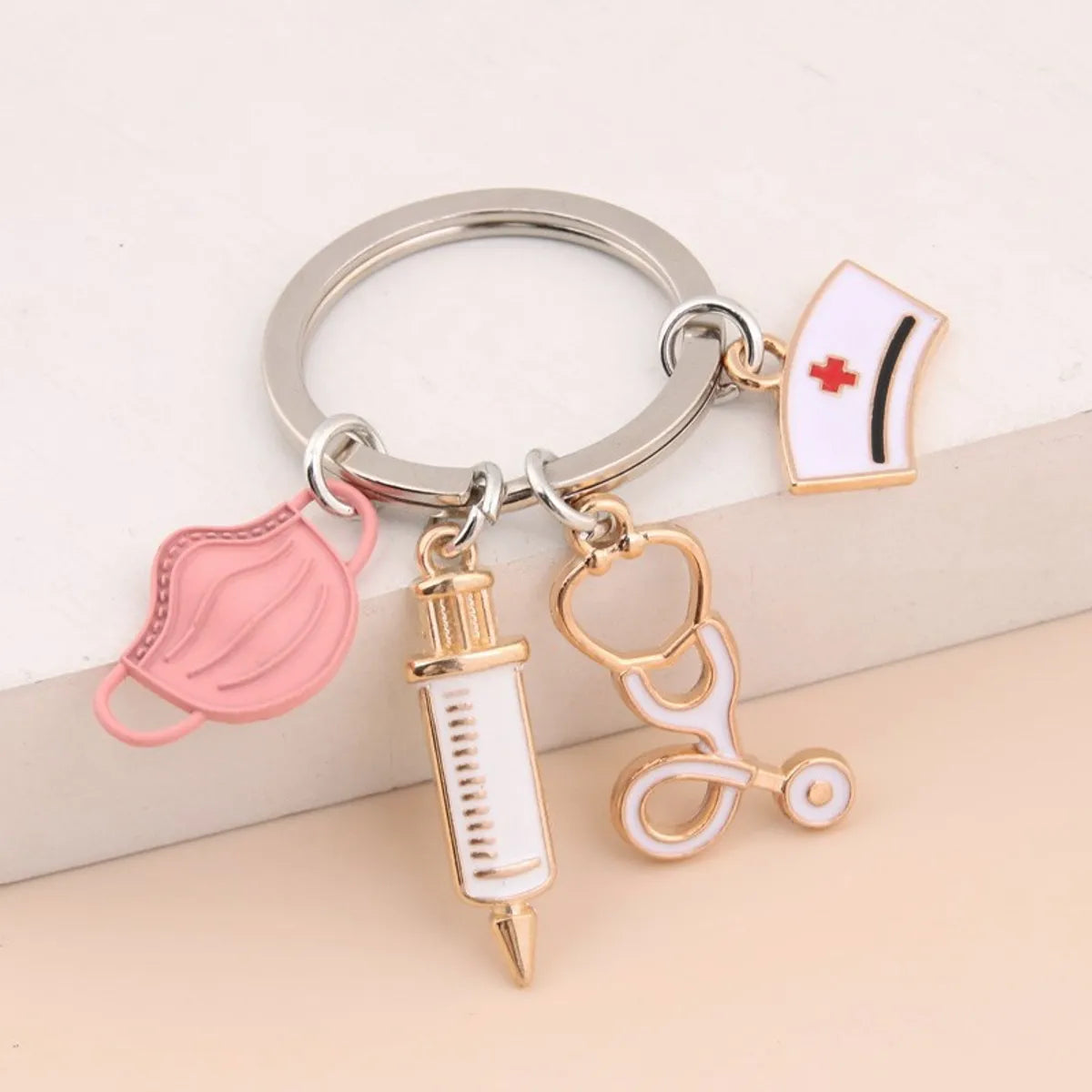 Fashion Geometric Metal Plating Keychain