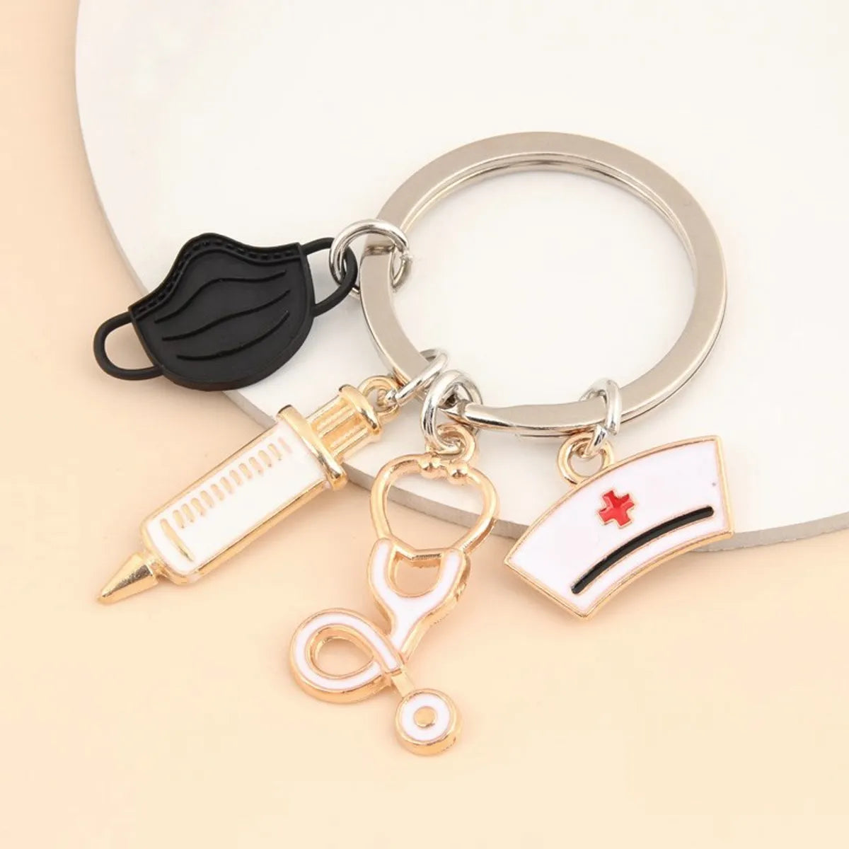 Fashion Geometric Metal Plating Keychain