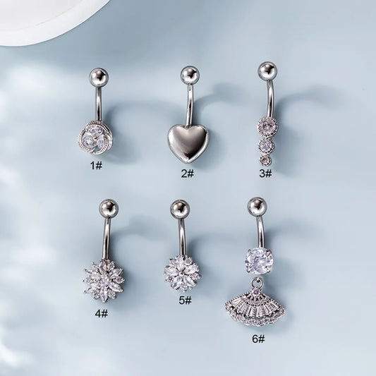 Fashion Geometric Metal Plating Zircon Belly Ring