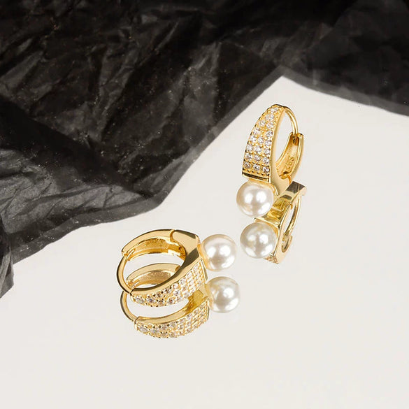 Fashion Geometric Micro Inlaid Zircon Sterling Silver Earrings With Electroplated Finish